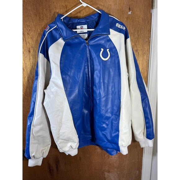 Indianapolis Colts Jacket‎ Mens Sz XL Vinyl Full Zip Blue White NFL Team Apparel - Picture 1 of 10